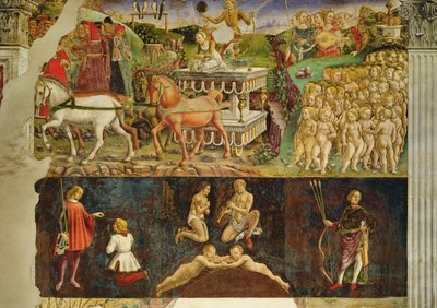 Allegory of May: The Triumph of Apollo, Astrological Symbols of Gemini by Francesco del Cossa